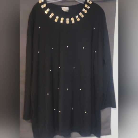 Bobbie Brooks Tops - Vintage Bobbie Brooks Plus Size 22 Black Long Sleeve Top With Gorgeous Details